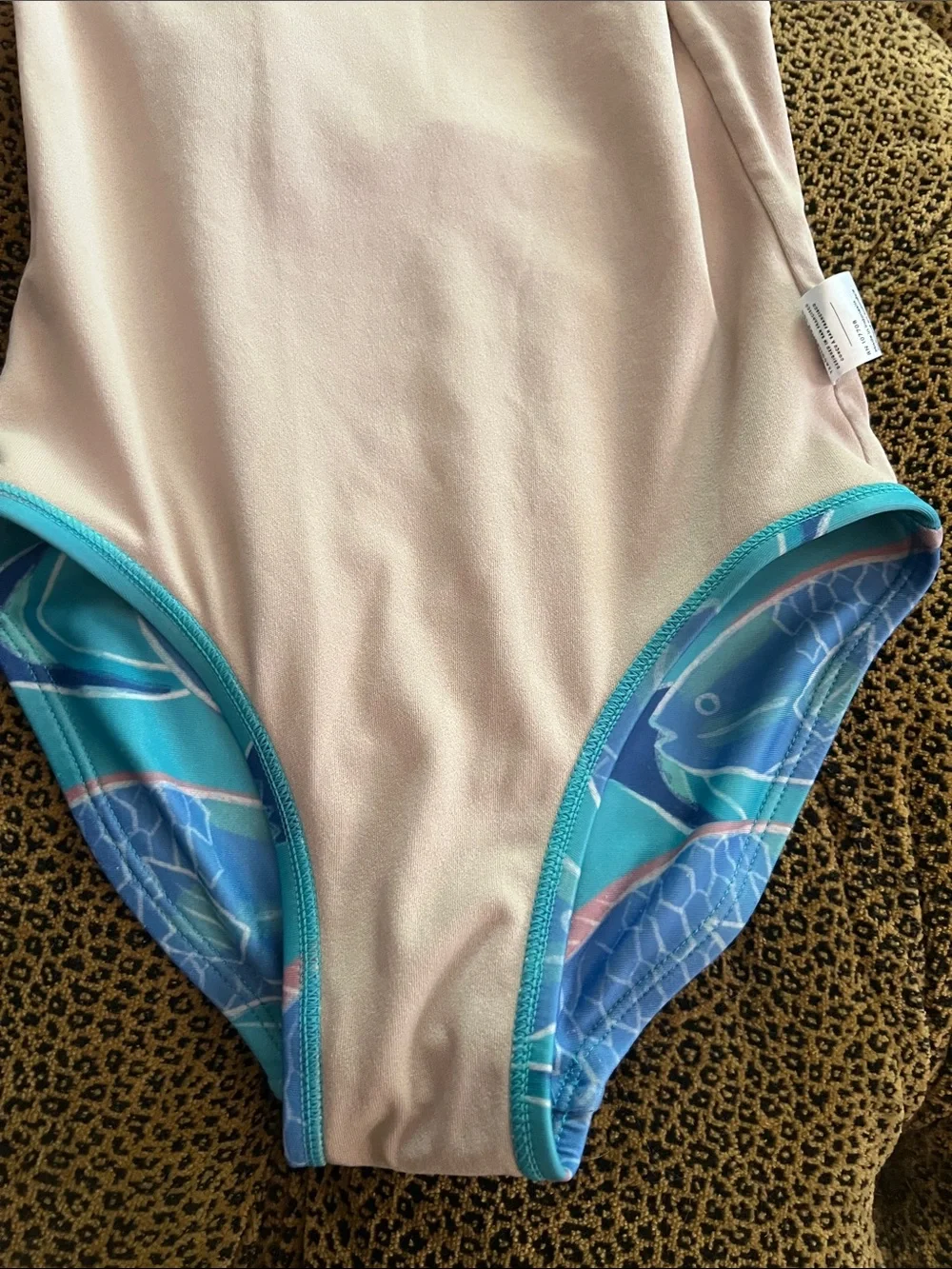 Tea Collection Aqua One-Piece Swimsuit with Blue Fish Print size 8
